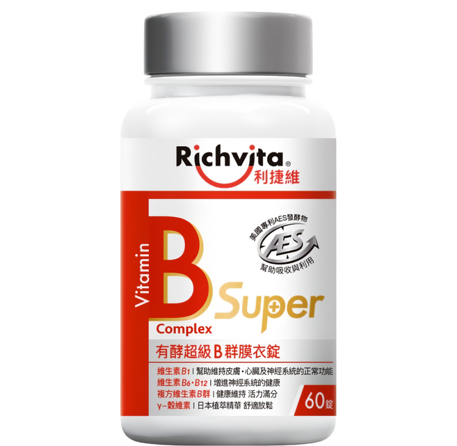 Richvita 利捷維 有酵超級B群膜衣錠, 60顆, 1罐