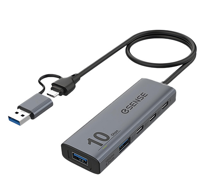 ESENSE 逸盛 B502 A+C USB3.2 Gen2 HUB USB分線器 USB-A*2 Type-C*2 銀色, 1個