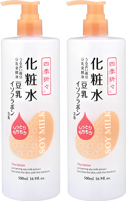 四季應時 豆乳美肌水潤化粧水 柔嫩光澤 深層補水 弱酸配方 溫和低刺激, 500ml, 2瓶