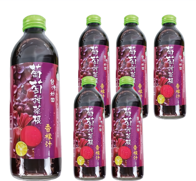 TAIWAN SWEET FARM 台灣好田 葡萄甜菜根香檬汁 6瓶 Set 原產地台灣, 300ml