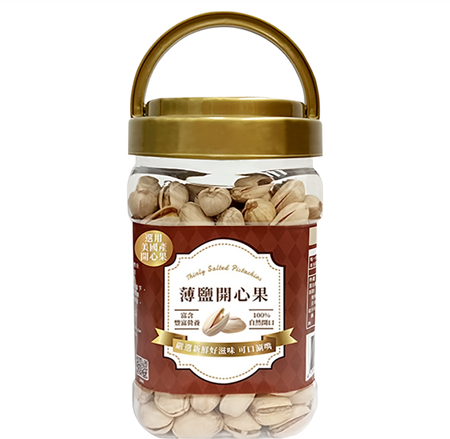 臻御行 薄鹽開心果 320g 罐裝 美國開心果 自然開口 低鹽健康零食, 1罐