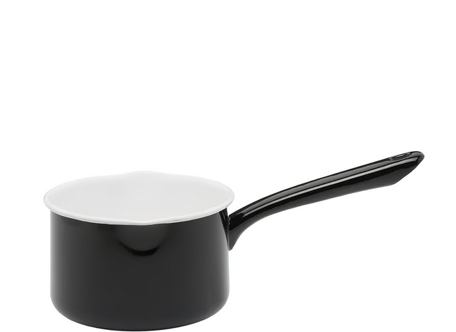 TSUKI-USAGI 月兔印 日製單柄片手琺瑯牛奶鍋, 14cm, 時尚黑, 1個