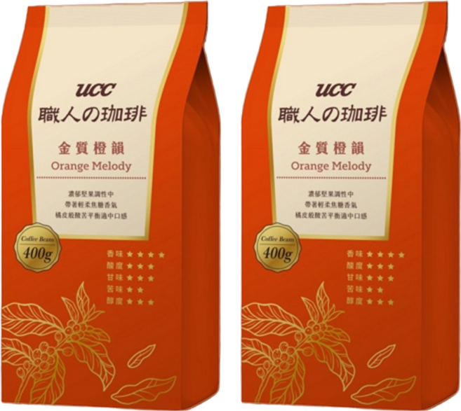 ucc 職人的珈琲 金質橙韻咖啡豆, 咖啡豆(無研磨), 400g, 2包