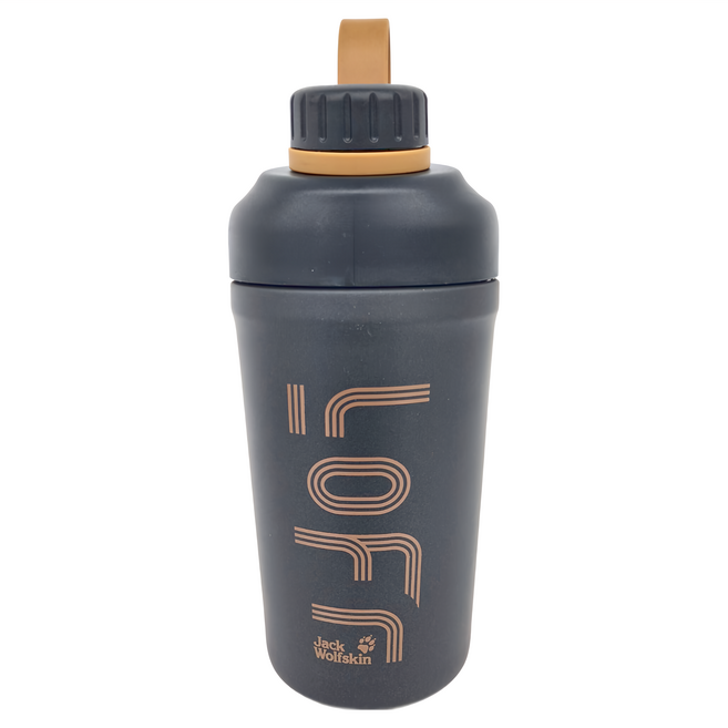 Jack Wolfskin 飛狼 LOFT 無拘不銹鋼運動搖搖杯, 黑色, 600ml, 1個