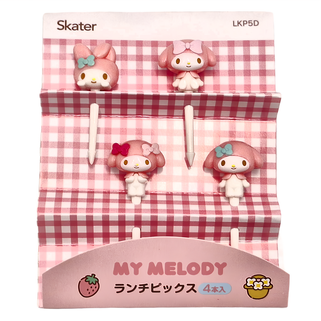 Skater 裝飾用立體水果叉 4支, 美樂蒂, 1組
