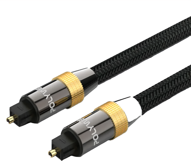 POLYWELL 寶利威爾 Toslink 數位光纖音源線 公對公, 黑色, 1條, 15m