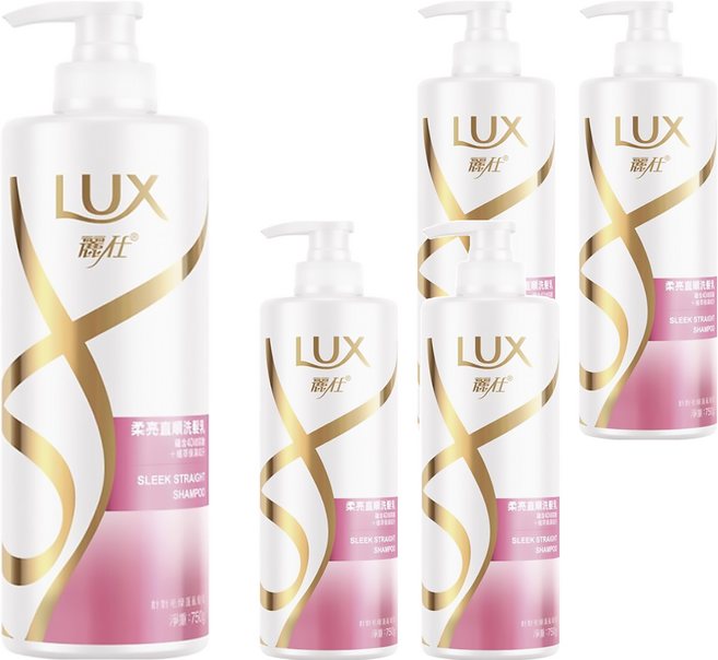 LUX 麗仕 柔亮直順洗髮乳, 750g, 5瓶