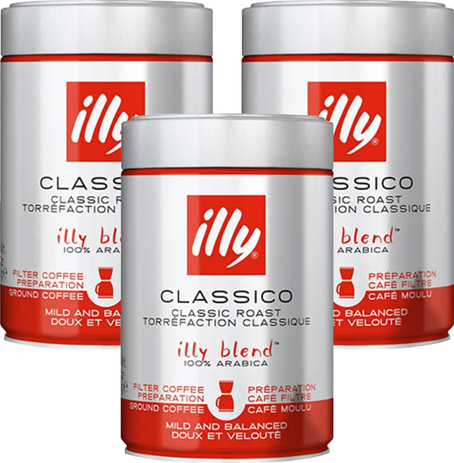 illy 意利 中培濾泡咖啡粉, 250g, 3罐