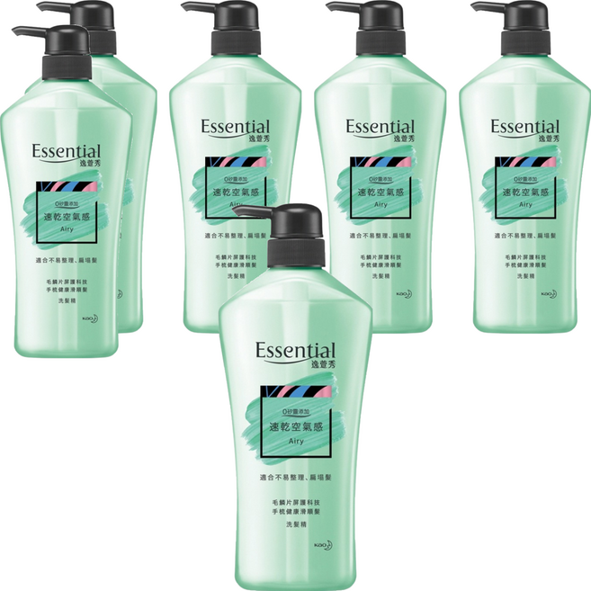 Essential 逸萱秀 速乾空氣感洗髮精 適合不易整理、扁塌髮, 700ml, 6瓶
