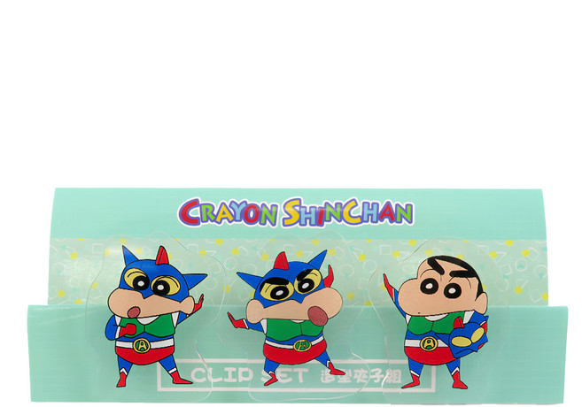 Shinchan 蠟筆小新 造型夾3件組 動感超人 壓克力 ABS材質 寬約4.1cm~4.8cm 長約4.8cm~5.6cm 高1.5cm, 蠟筆小新動感超人 多色, 1組