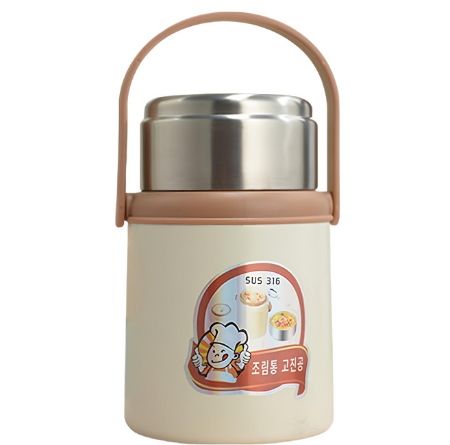 316不鏽鋼燜燒杯 附不鏽鋼湯匙, 顏色隨機, 1個, 1.1L