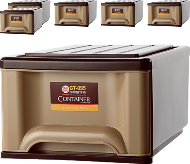 KEYWAY 聯府 抽屜整理箱 20L, 咖啡色, 6個