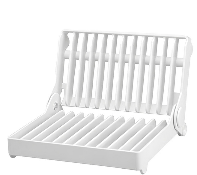 廚房多功能可折疊碗盤瀝水架 PP材質, 白色, 1個