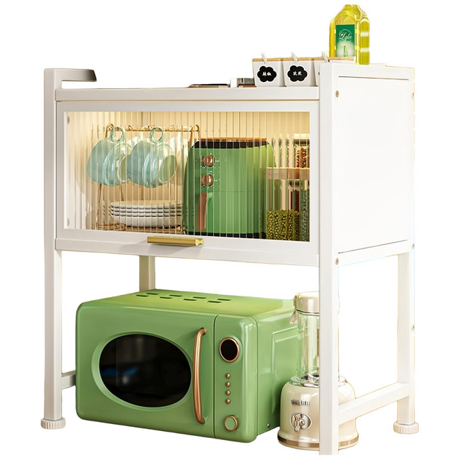 AOTTO 創意傢俱 多功能廚房翻蓋微波爐置物架 KC-052, 白色, 1個