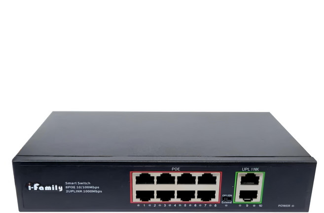 i-family 愛家一族 供電千兆超高速乙太網路供電交換器 8+2埠 10/100/1000M PoE, IF-1108, 1個