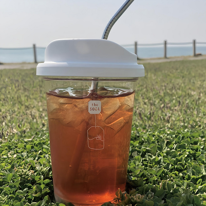 SOGA Tritan 環保隨行杯 可重複使用, 白色 + 透明色, 355ml, 1個