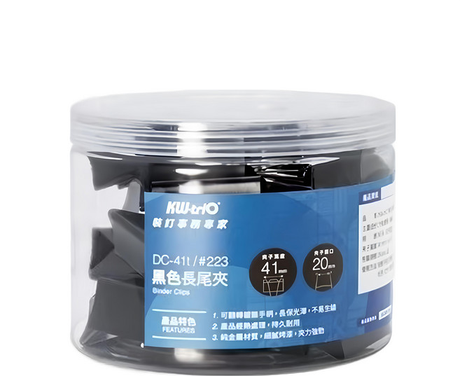 KW-triO 堡勝企業 長尾夾DC-15t 15mm, 黑色, 1盒