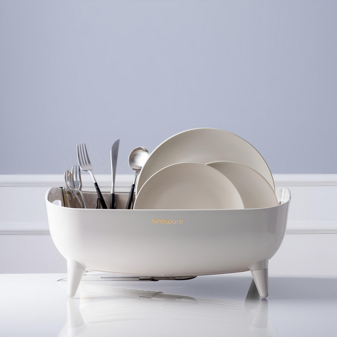 NIneware 寬型餐具瀝水架 44 x 38 x 18cm, 白色, 1個, 1層