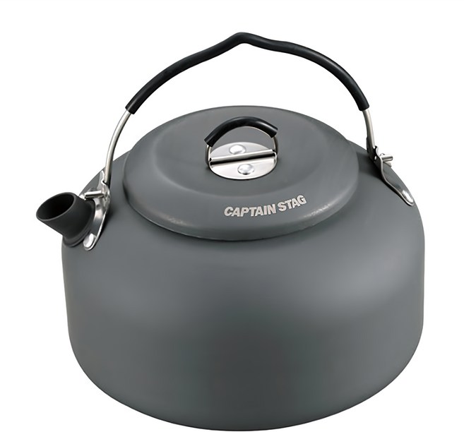 CAPTAIN STAG 鹿牌 戶外露營輕量鋁製水壺1300ml, 深灰色, 1個
