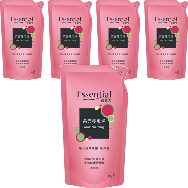 Essential 逸萱秀 台灣公司貨 瞬效修護系列 柔亮零毛燥 洗髮乳 補充包, 550ml, 5包
