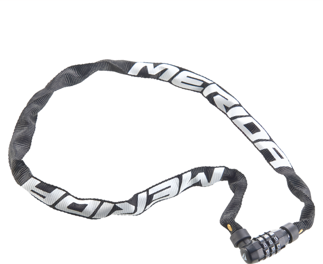 MERIDA 美利達 三數字密碼鍊條車鎖 織布外層 金屬鎖材料 長度90cm 台灣製造, 黑色, 1個