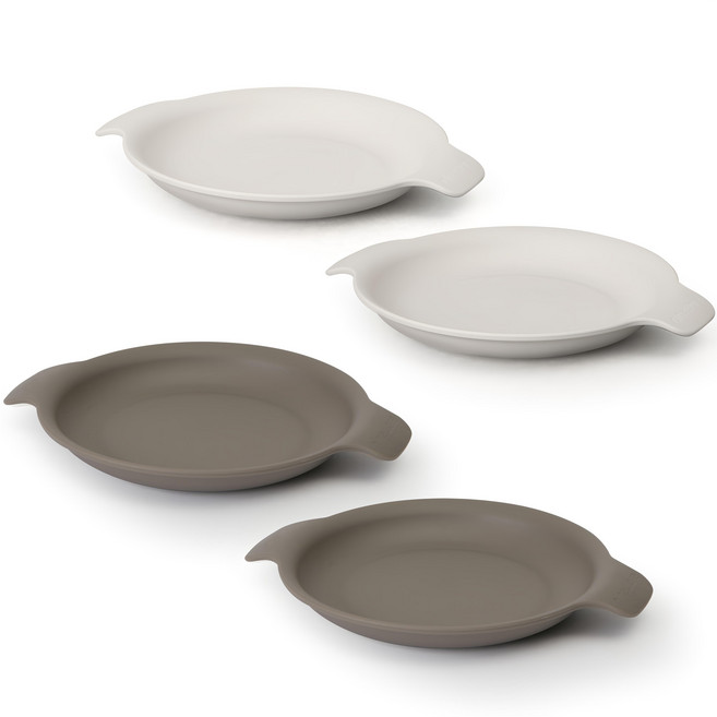 Nineware 朋友系列迷你盤子 2入+2入 15cm PP 塑膠 耐熱100°C, 4個迷你盤, 米白色+灰色, 1組