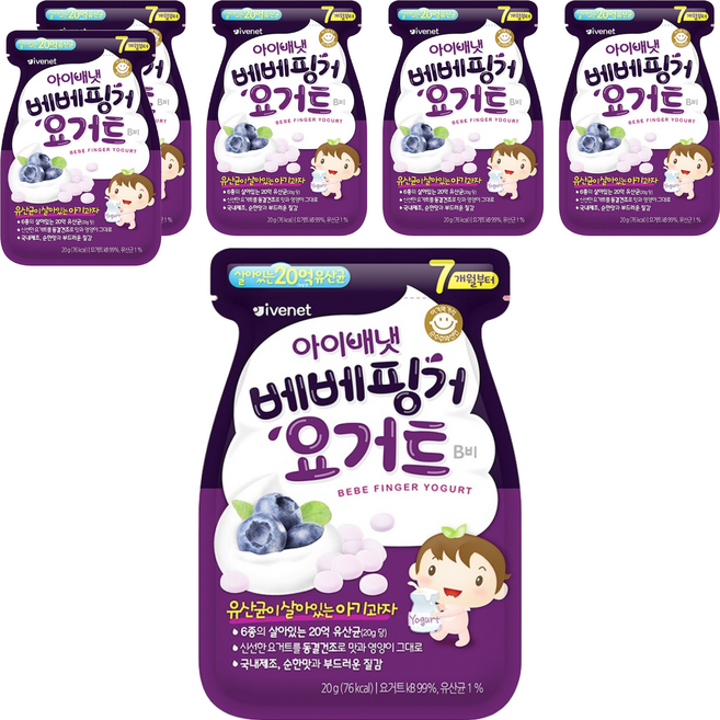 韓國 ivenet 優格豆豆餅 7個月以上, 藍莓, 20g, 6包