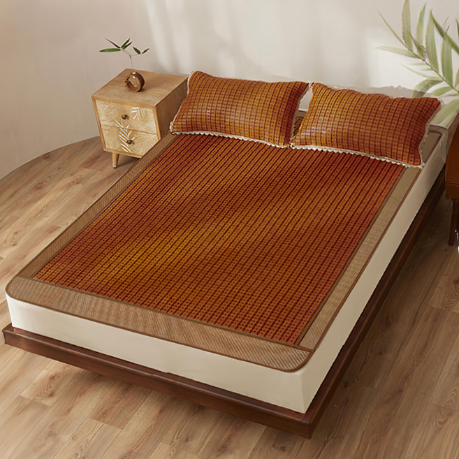 Aaron艾倫生活家 孟宗竹碳化3D透氣網布 麻將涼蓆/竹蓆/涼墊, 棕色