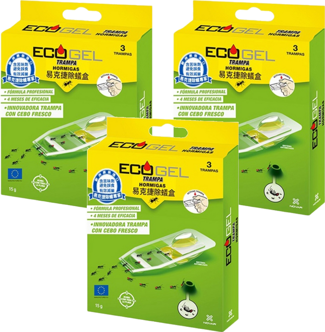 ECOGEL 易克捷 除蟻盒, 15g, 3盒