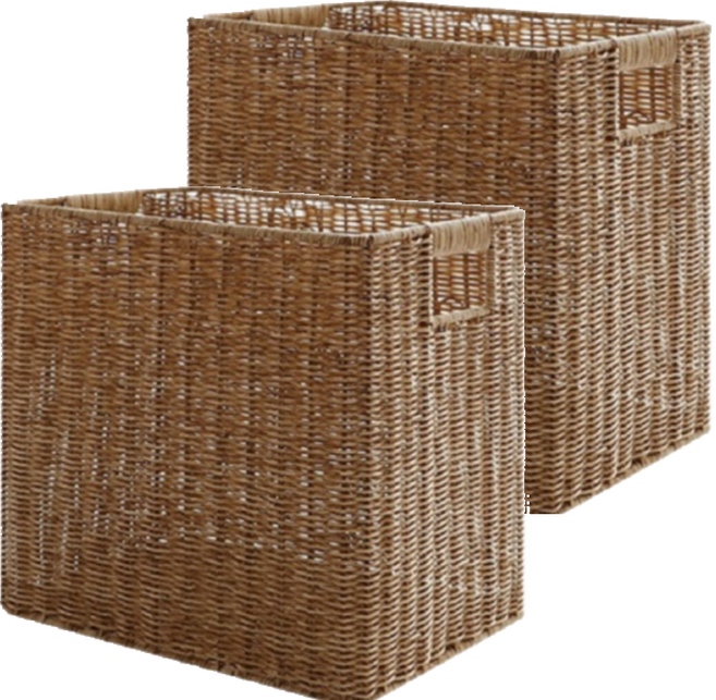 Nature Living 藤編收納籃, 2個, 咖啡色