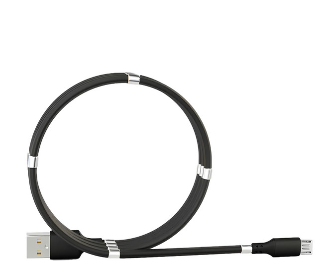 HONG JIN 宏晉 磁吸捲捲充電線 Micro-USB, 1m, 黑色, 2條