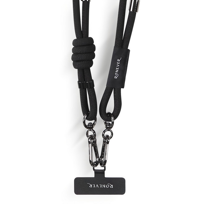 RONEVER 手機編織掛繩 PD037, 黒色, 1條