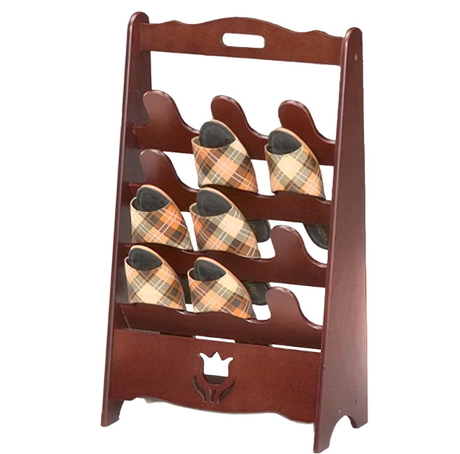 12雙拖鞋架 SY-466A, 1個, 櫻桃木色