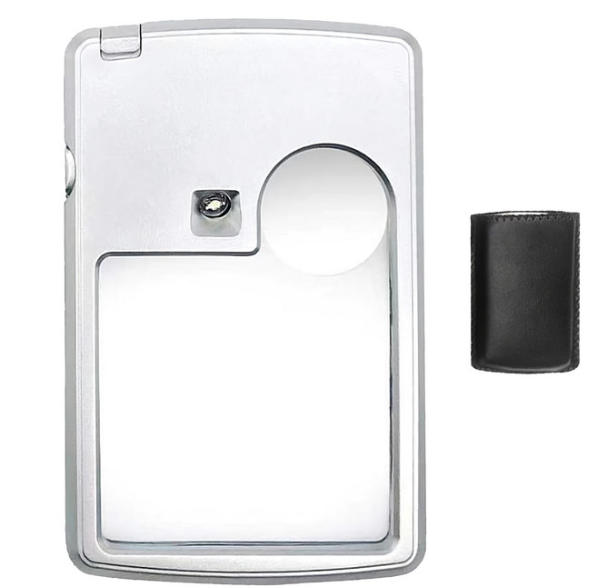 AHOYE 超薄LED燈卡片放大鏡 3~6倍 附精美皮套, 1個, 單一商品