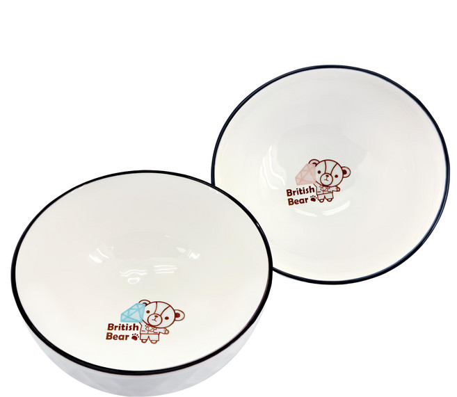 British Bear 英國熊 鑽點心碗 5吋, 1組, 2個碗, 白色