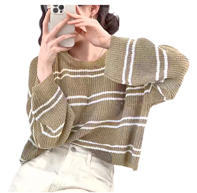 CHIC 寬鬆針織上衣 條紋