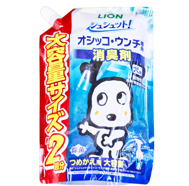 LION 獅王 Shushutto 犬用 寵物廁 99.9%異味消臭噴物劑 補充包 草原香, 480ml, 1瓶
