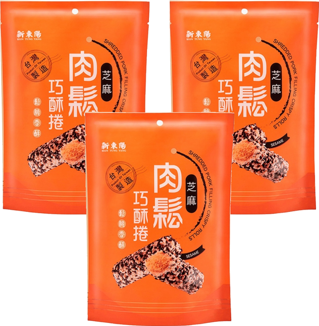 新東陽 肉鬆巧酥捲 芝麻, 130g, 3包