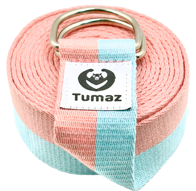 Tumaz 月熊 瑜珈伸展帶 堅固耐用, 粉青雙壁, 1條