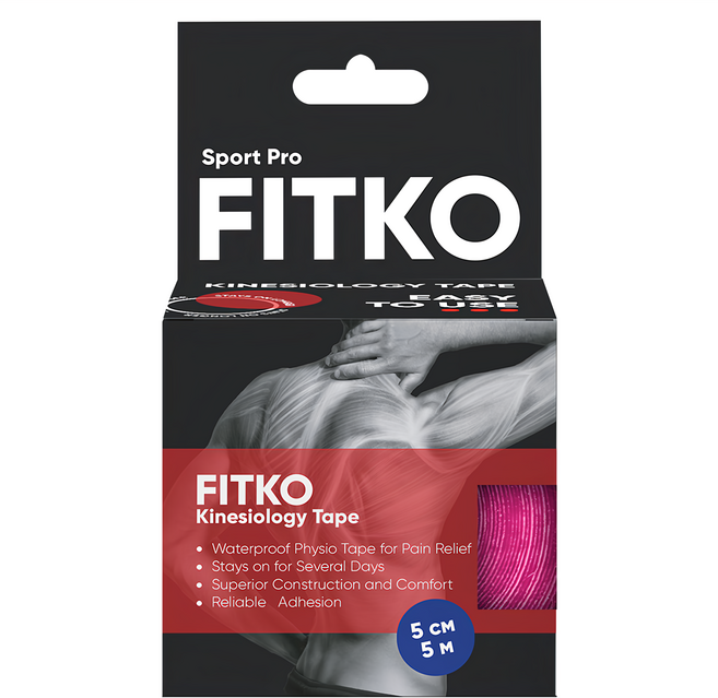 FITKO 飛客 肌力貼 運動型升級款 5m x 5cm 桃紅色, 1捲, 1盒