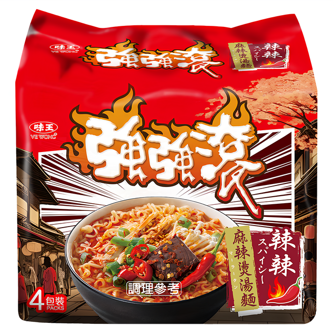 味王 強強滾 辣辣麻辣燙湯麵 88g, 4包