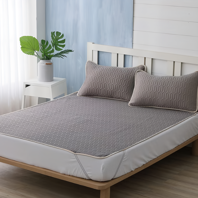 Ishur 伊舒爾 乳膠冰絲兩件套 柔軟舒適 輕薄透氣 多功能, 涼蓆墊 + 枕套, 冰炫灰