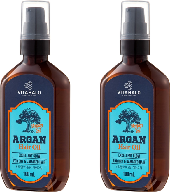 VITAHALO 摩洛哥堅果護髮精油 適用於乾燥和受損髮質 提供光澤, 100ml, 2瓶