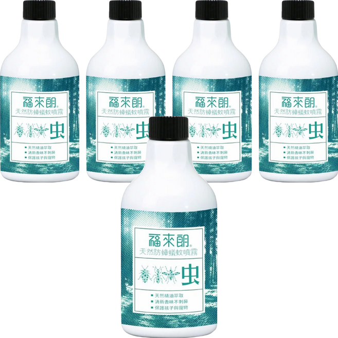 HUKUROU 福來朗 天然防蟑蟻蚊噴霧補充瓶, 500ml, 5瓶