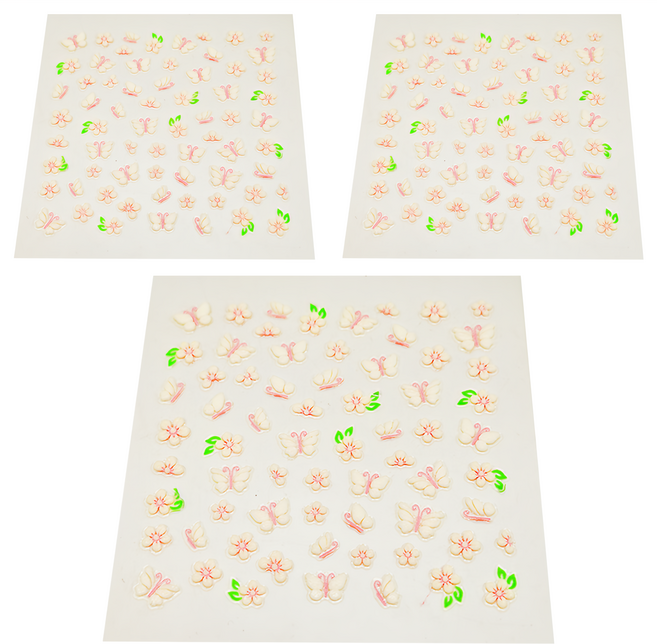 ShineB 美甲貼, 白蝴蝶結, 3組