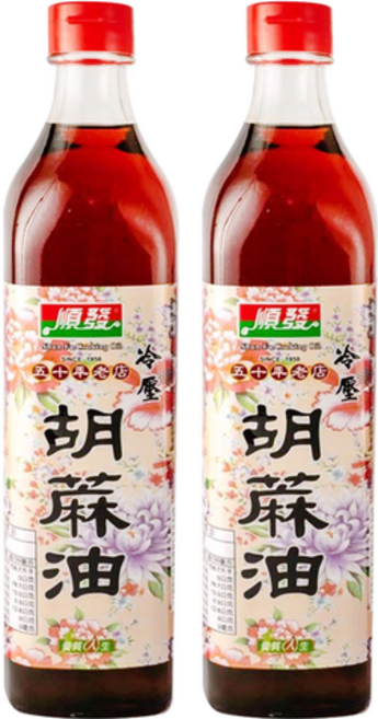 順發油品 冷壓胡麻油, 520ml, 2瓶