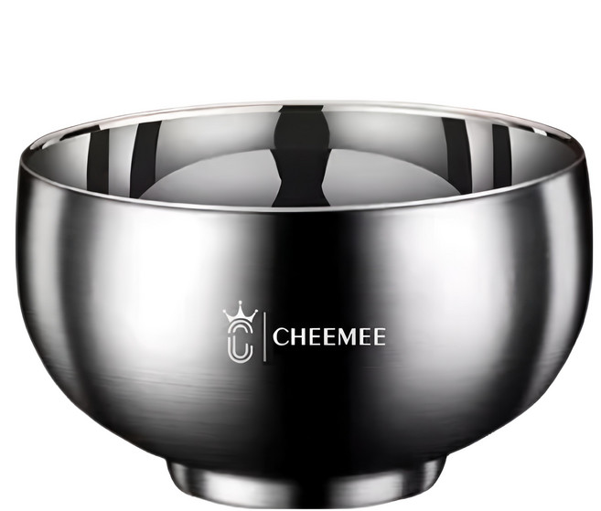 CheeMee 企美 316不鏽鋼家用餐碗 防燙雙層餐具 平滑, 1個, 銀色