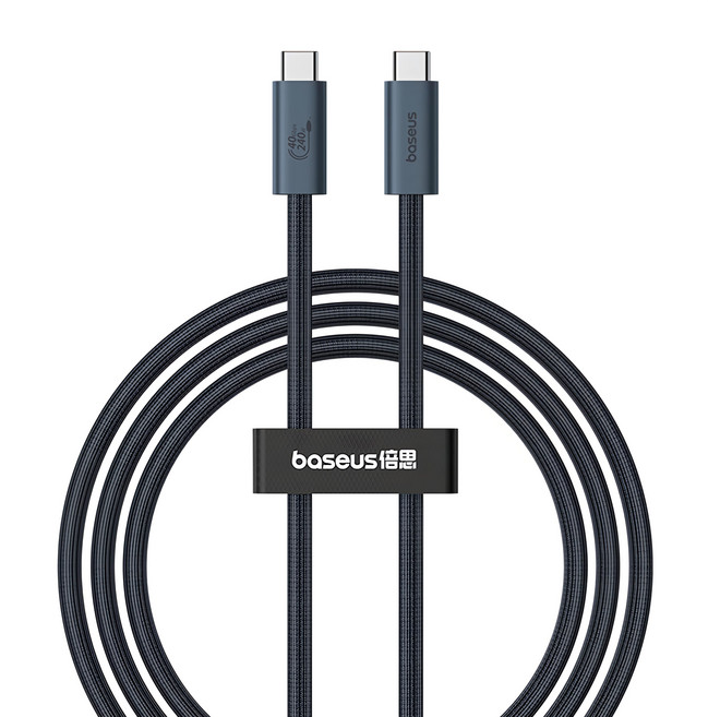 Baseus 倍思 閃速系列 2 Type-C to Type-C USB4全功能資料線 240W, 星曜黑, 1m, 1條