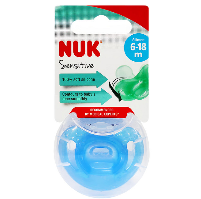 NUK SENSITIVE全矽膠安撫奶嘴, 6~18個月, 藍色, 1個