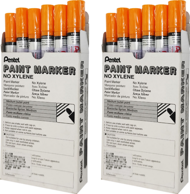 Pentel 飛龍文具 油漆筆 MMP10-F 粗 橘色 12支, 1色, 2盒